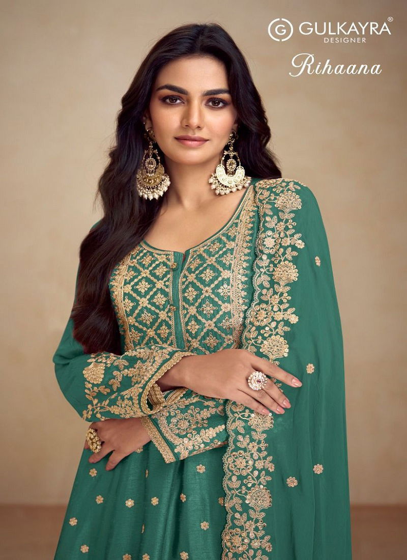 Rihaana By Gulkayra Real Chinon Readymade Suits Exporters In India Catalog